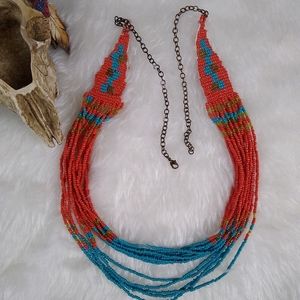 Vtg hand made artesanal necklace seed beads